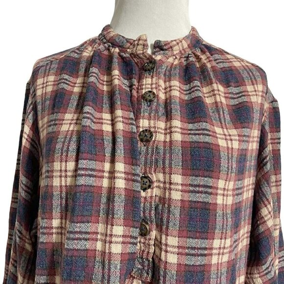 Free People Size XS  Top Blouse Button Down Shirt Plaid - Picture 3 of 7